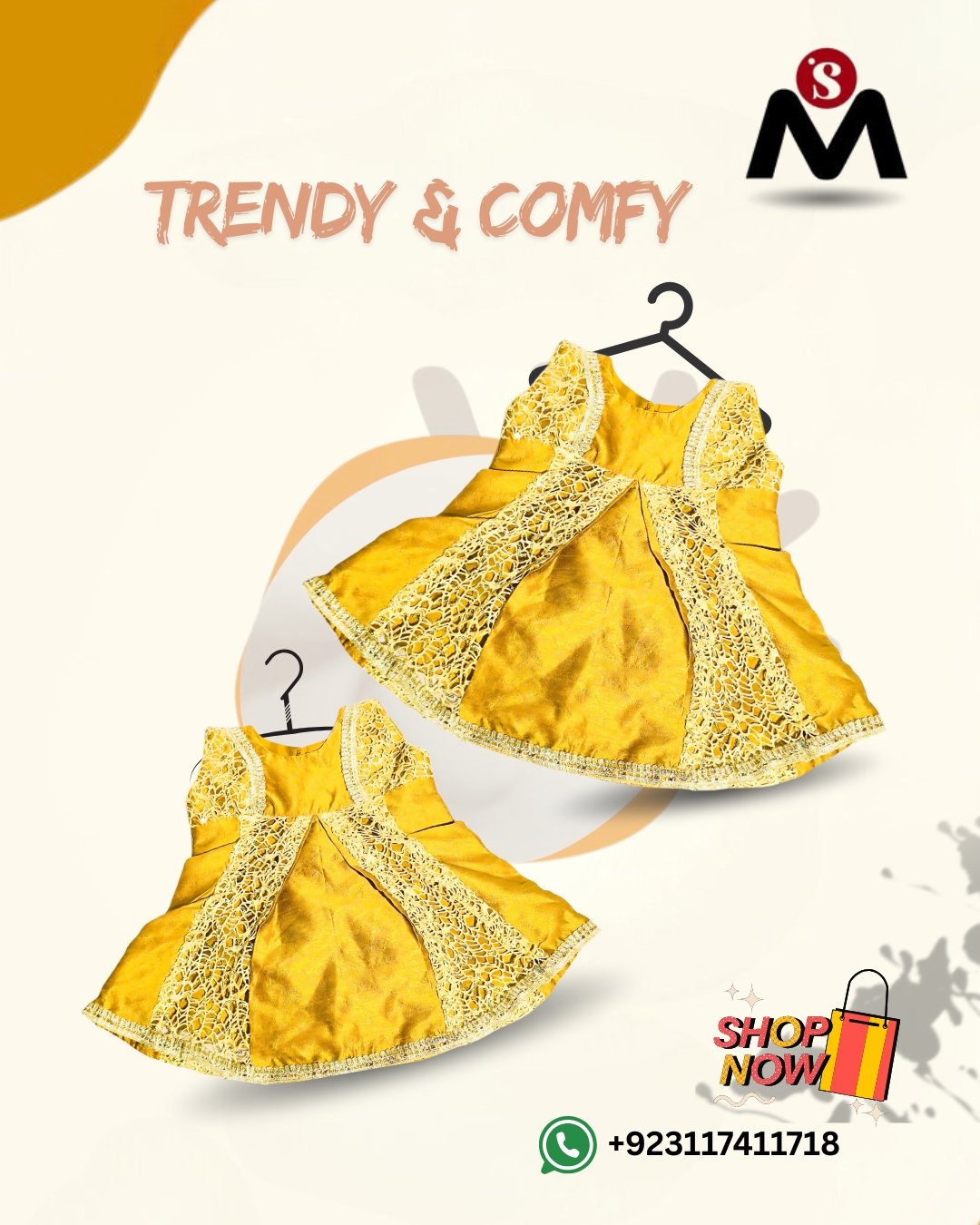 Yellow shiny beautiful frock