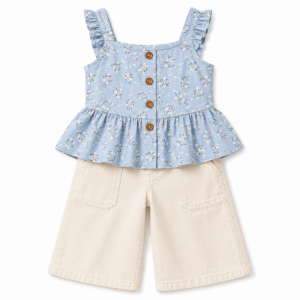 Baby girl ruffled top and pants set