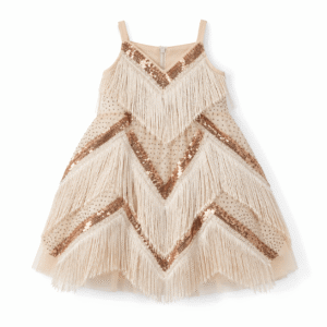 Beige party dress with fringe