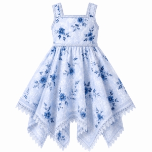 Blue Floral Handkerchief Dress