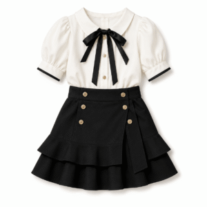 Bow Collar Top and Skirt