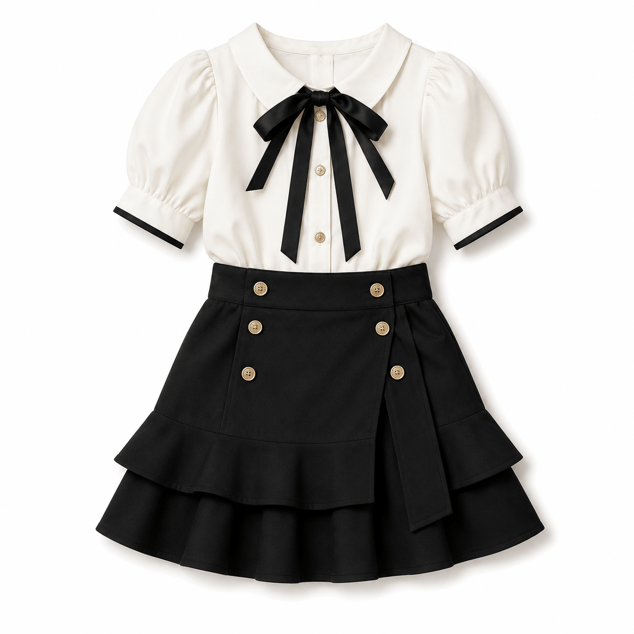 Bow Collar Top and Skirt