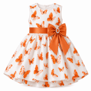Bright butterfly print party dress