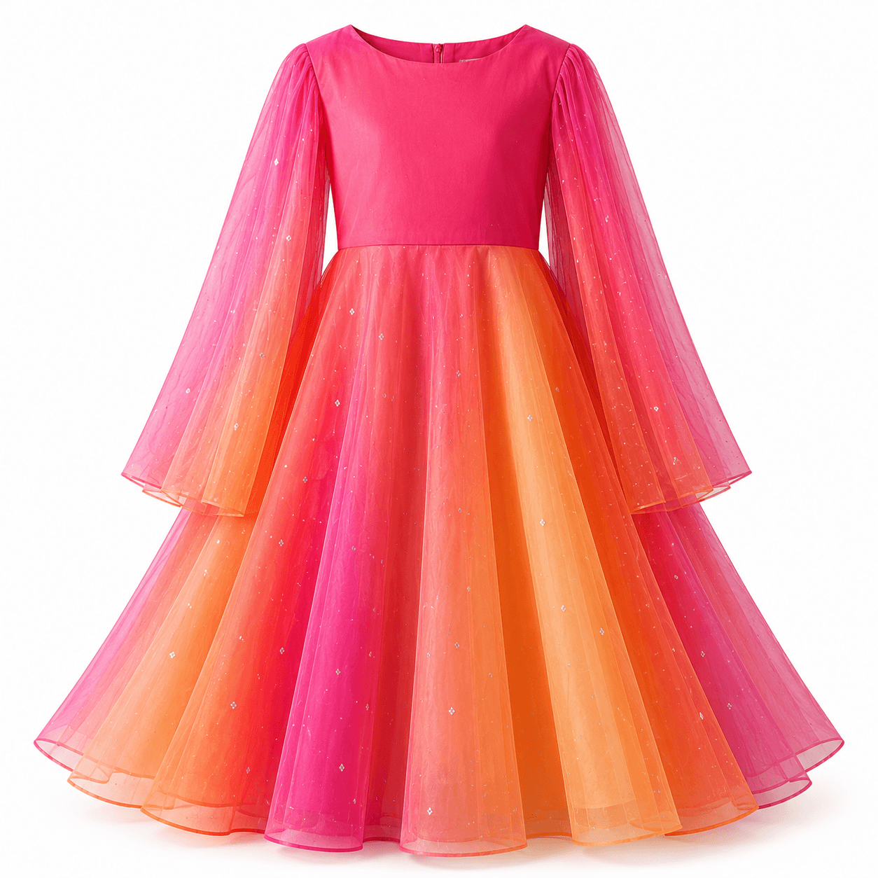 Flowing ombré cape dress