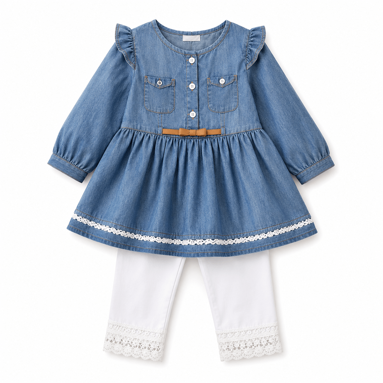 Children's denim-look dress with leggings