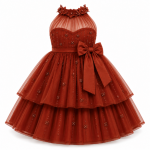 Double Layer Frock with Halter Illusion High-Neck