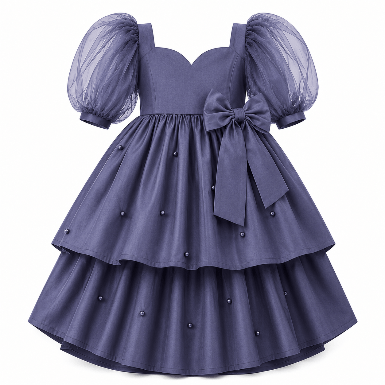 Double Layer Frock with Queen Anne Neckline