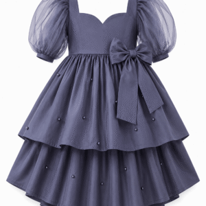 Double Layer Frock with Queen Anne Neckline