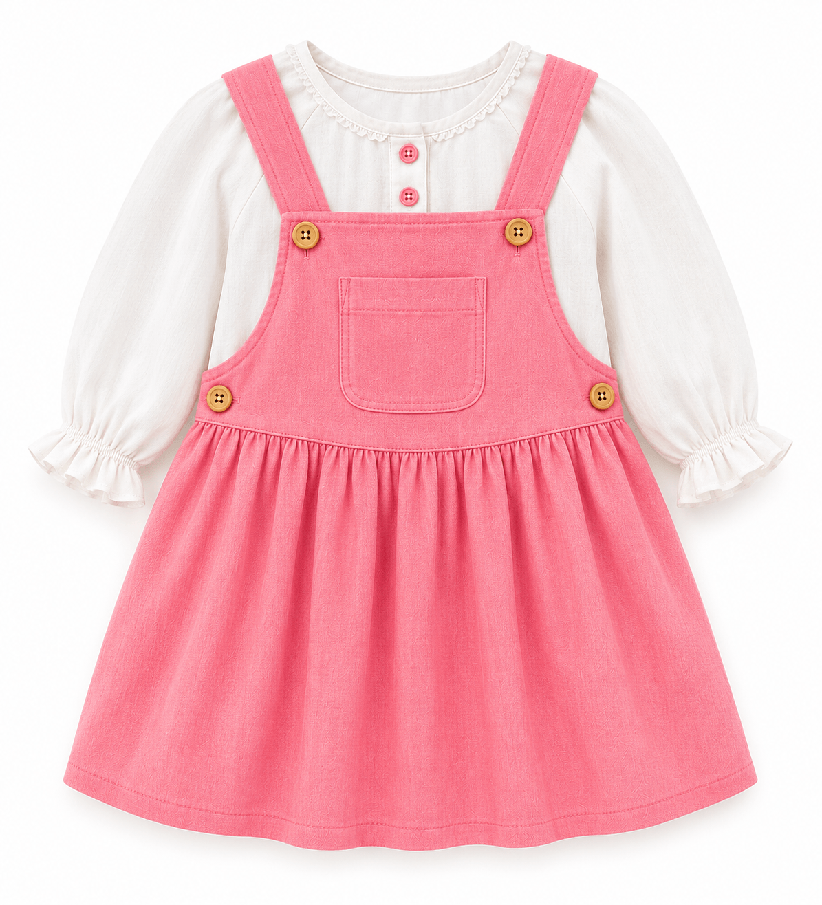 Dungaree Dress with Separate Inner - Raglan Sleeve