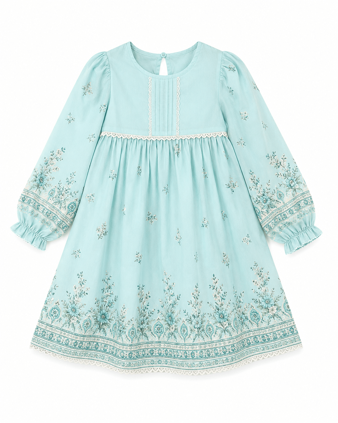 Empire Waist Dress with Border Print