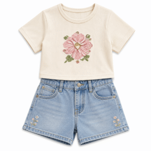 Floral Embroidered Kids’ Outfit