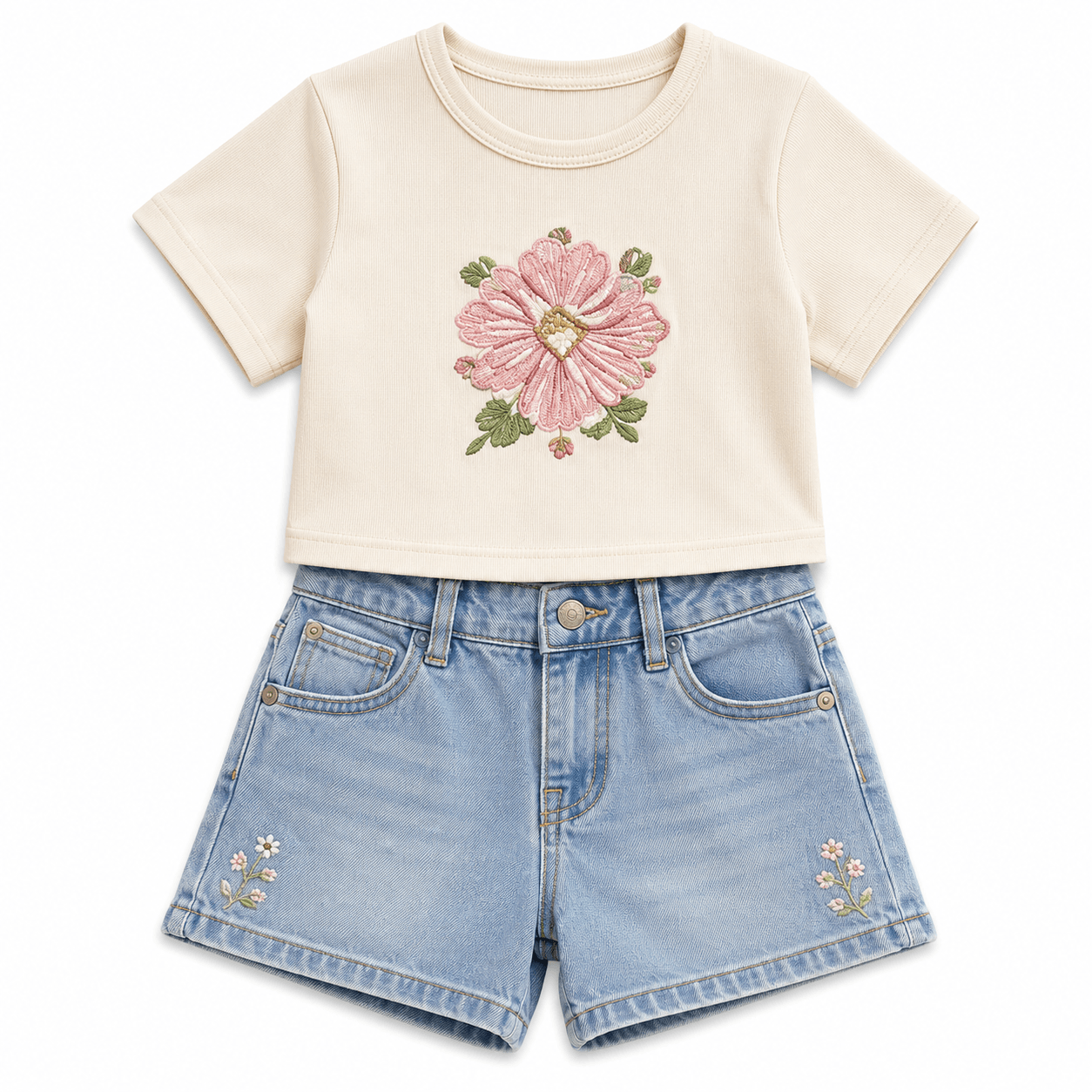 Floral Embroidered Kids’ Outfit