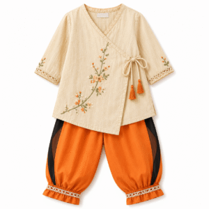 Floral embroidered toddler outfit set
