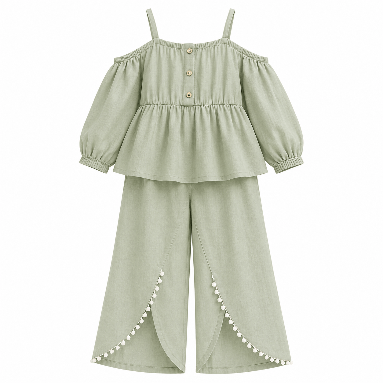 Green Cold-Shoulder Outfit