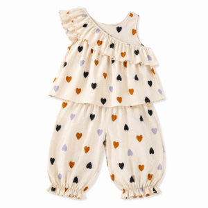 Ivory heart print baby clothing set