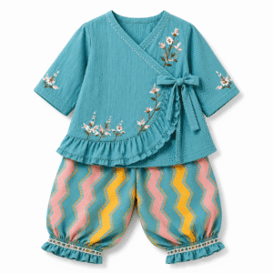 Kimono outfit with chevron pants