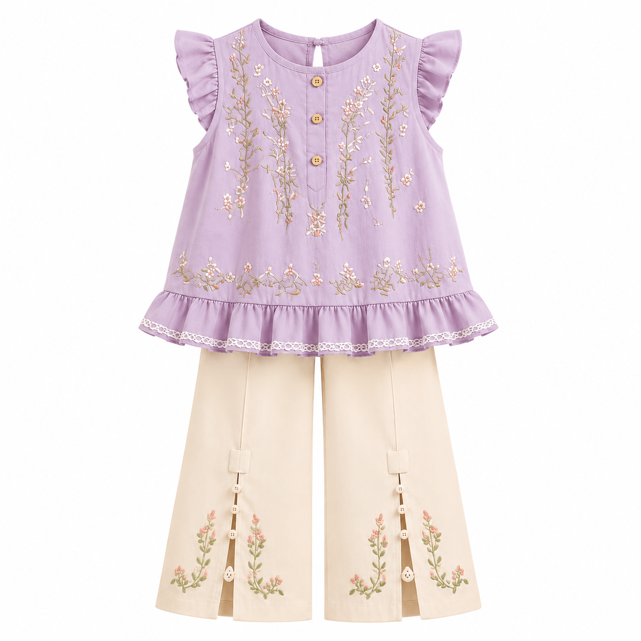 Lavender Floral Ruffle Dress