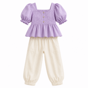 Lavender Top and Cream Joggers