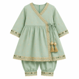 Mint Green Outfit with Gold Embroidery