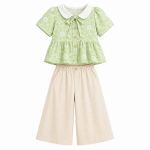Pastel Floral Blouse and Wide-Leg Pants