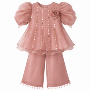 Pastel party outfit with beaded details