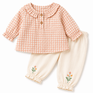 Peach Gingham Baby Outfit - Best Childrens Clothing - MGOIS