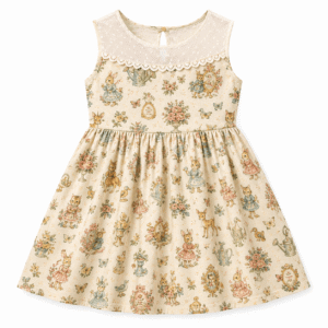 Peasant Dress with Vintage Novelty Fabric Print