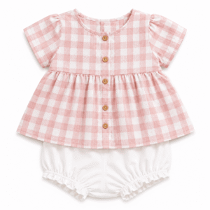 Pink Gingham Baby Outfit