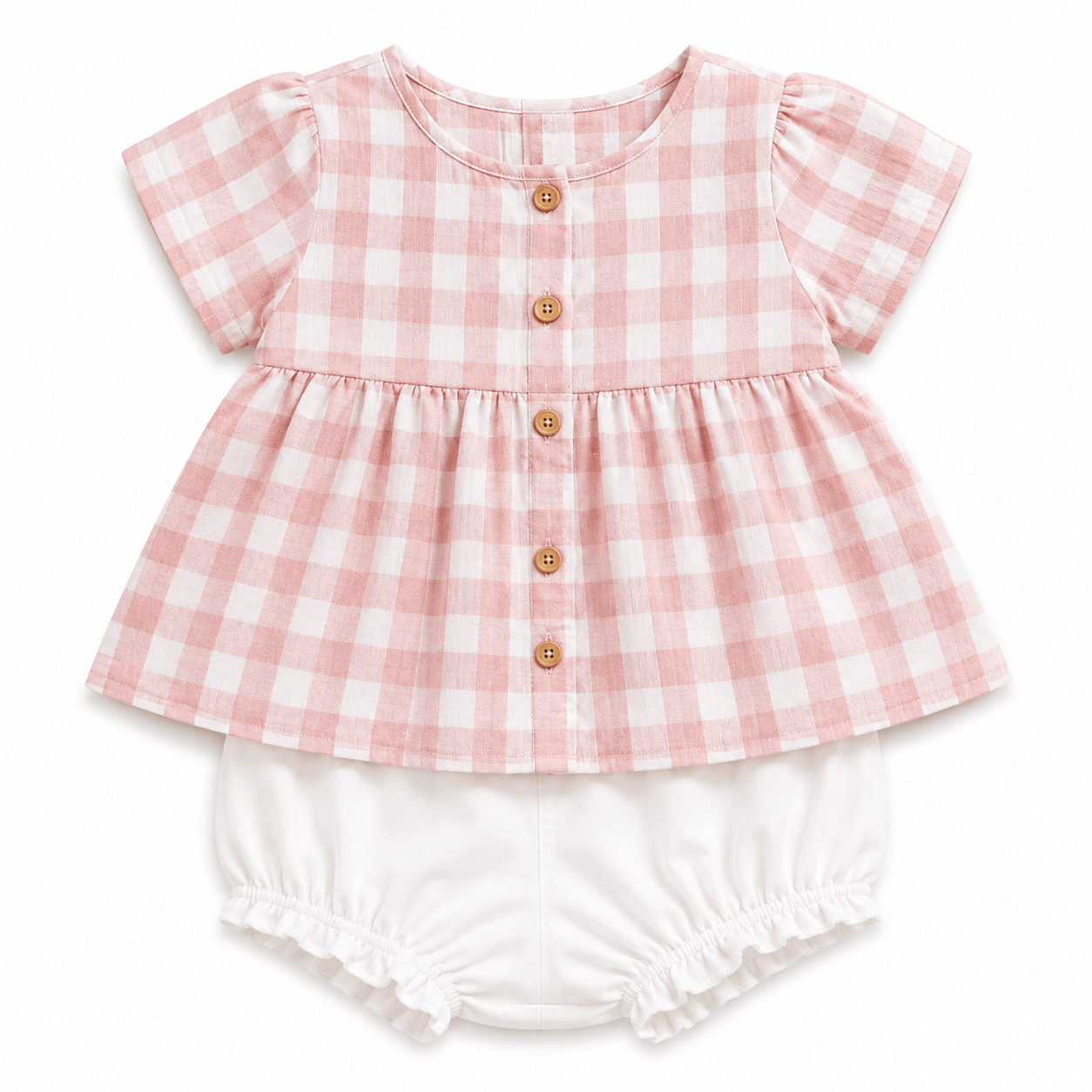 Pink Gingham Baby Outfit
