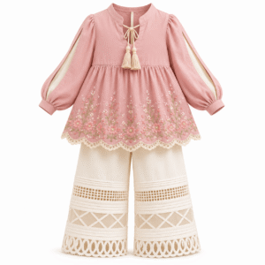 Pink Tunic and Ivory Pants