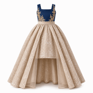 Princess Navy blue and beige dress