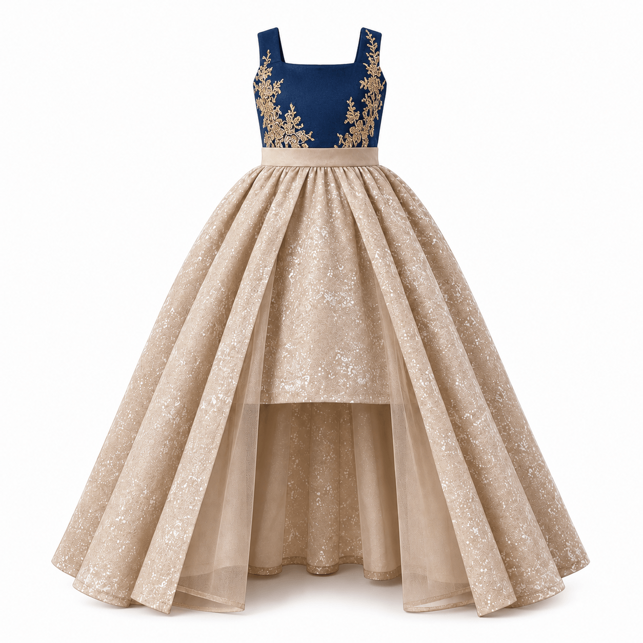 Princess Navy blue and beige dress
