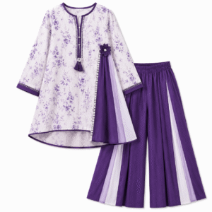 Purple floral two-piece children's outfit