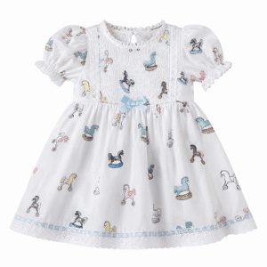 Rocking-horse print baby dress