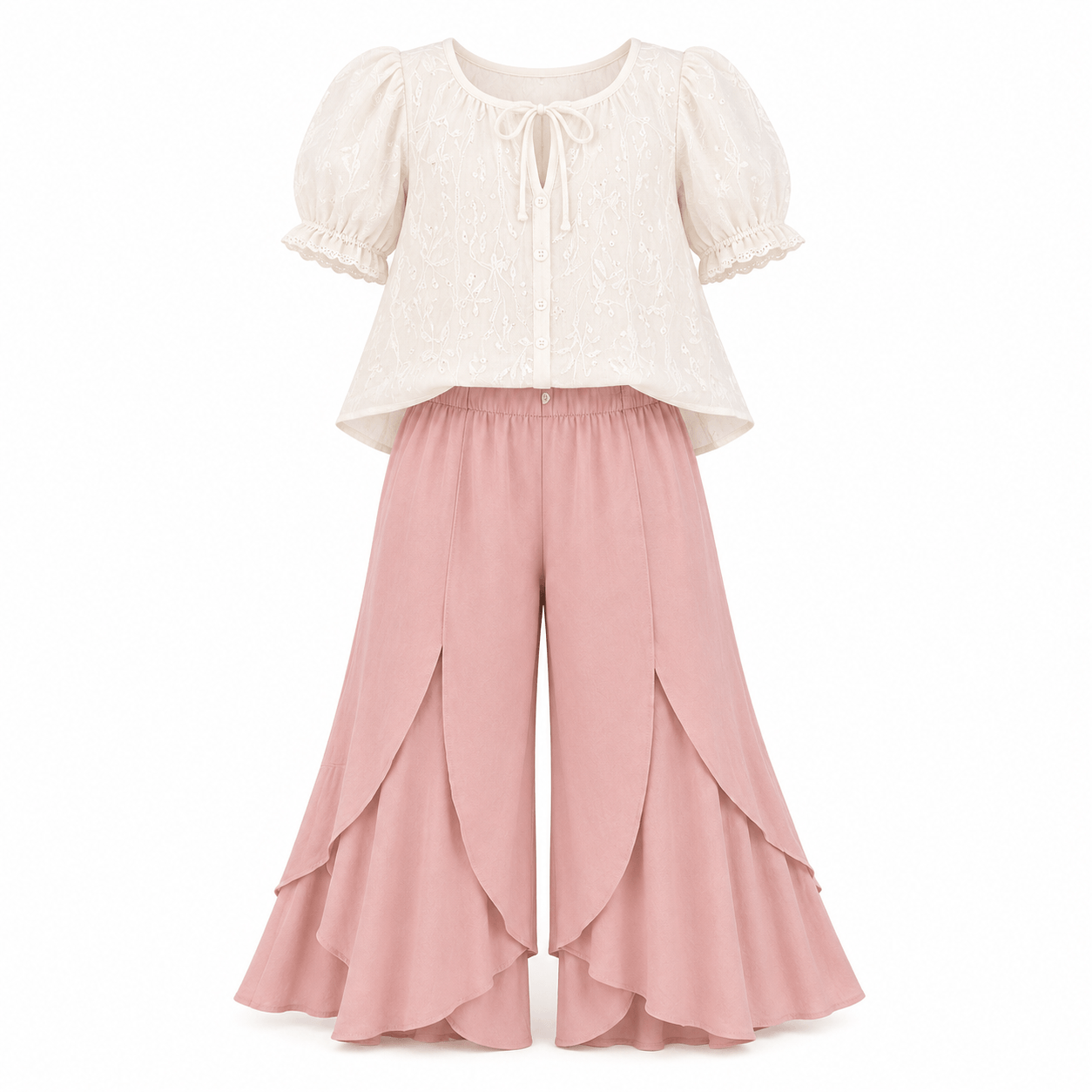 Rose and Ivory Ruffled Outfit