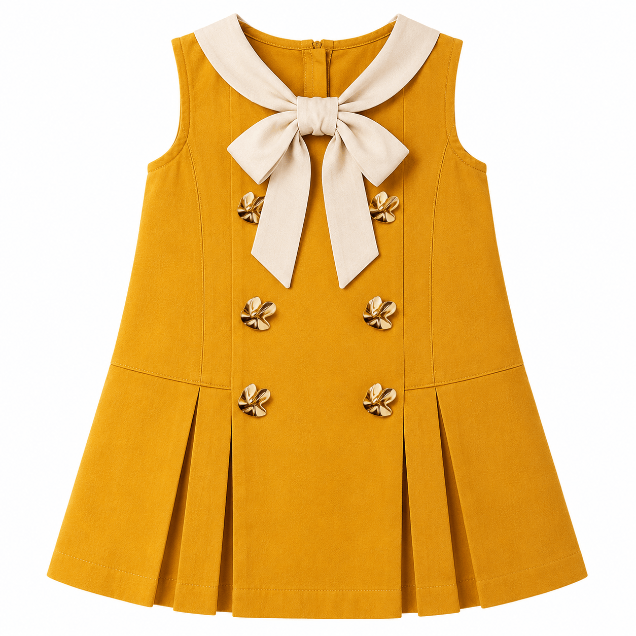 Sailor-inspired sleeveless goldenrod dress