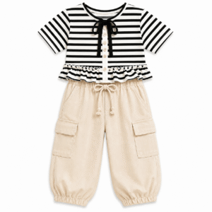 Striped Peplum Top and Cargo Pants