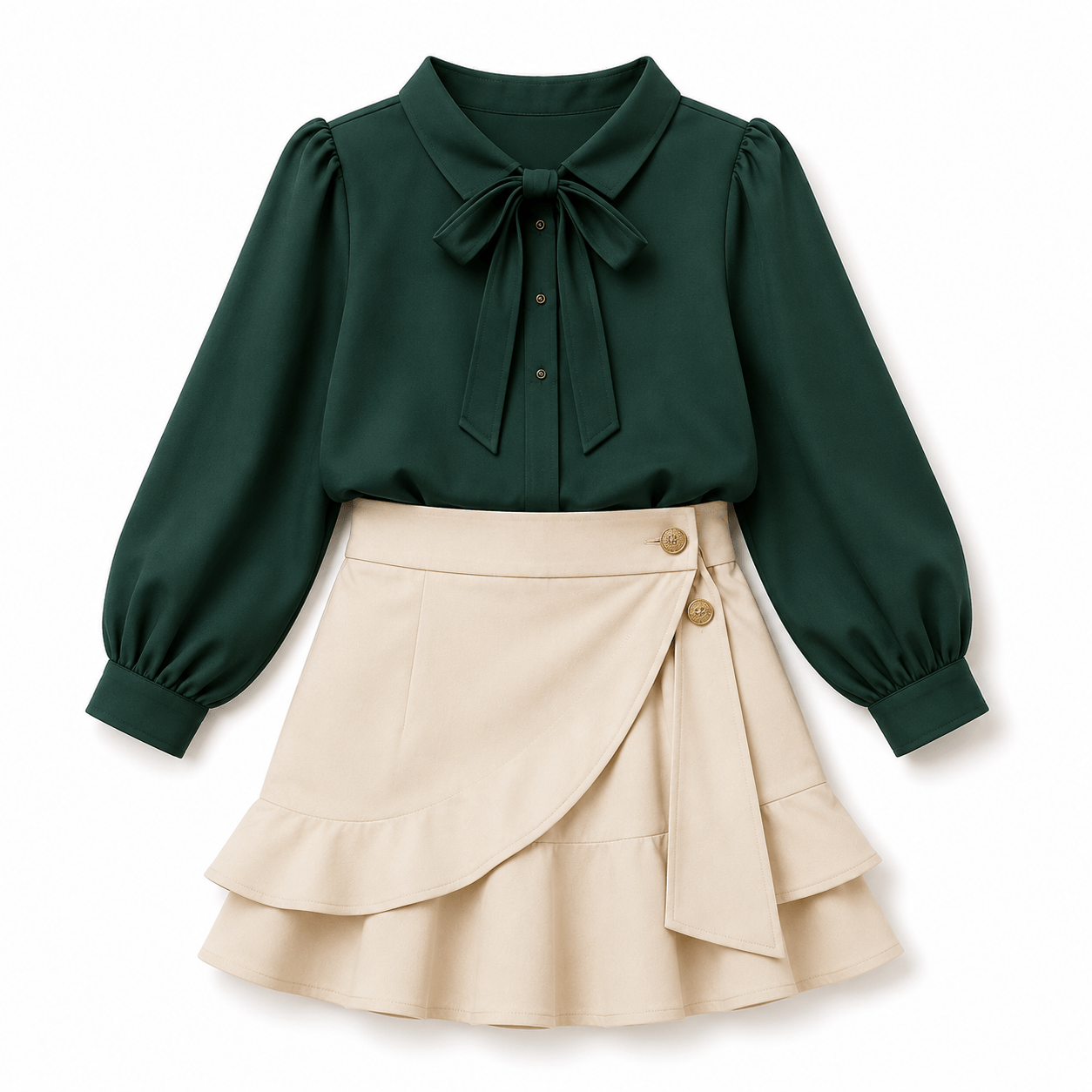TIE Neck Top & Skirt