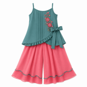 Teal and pink floral kids' outfit