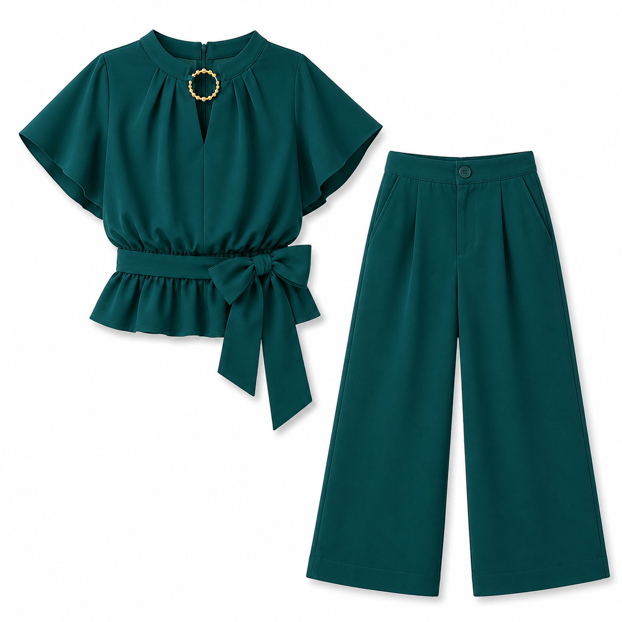 Teal two-piece girls' outfit