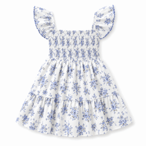 White floral sundress with ruffled details