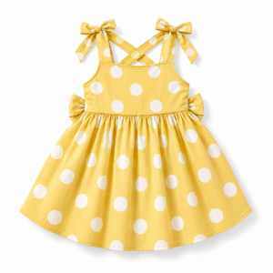 Yellow polka dot girls' dress