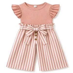 Beige and pink children’s romper set
