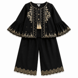 Black and Gold Embroidered Dress
