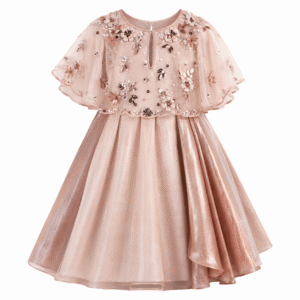 Blush Rose-Gold Embellished Party Dress