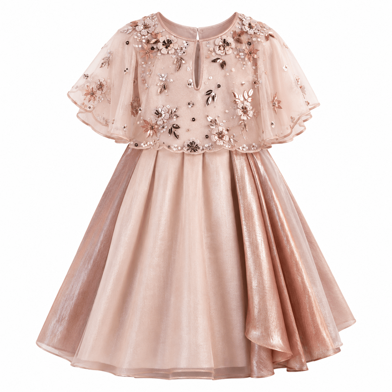 Blush Rose-Gold Embellished Party Dress