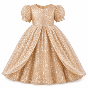 Champagne Rose-Gold Leaf Princess Dress