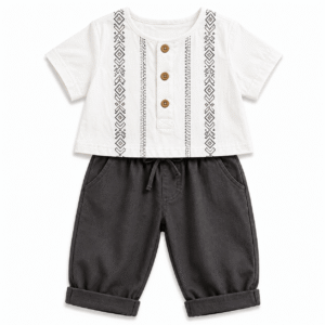 Charcoal Linen Kids’ Outfit Set