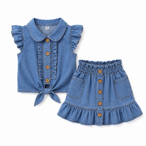 Children’s Denim Blouse and Skirt Set