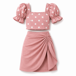 Dusty Rose Polka Dot Toddler Outfit Set